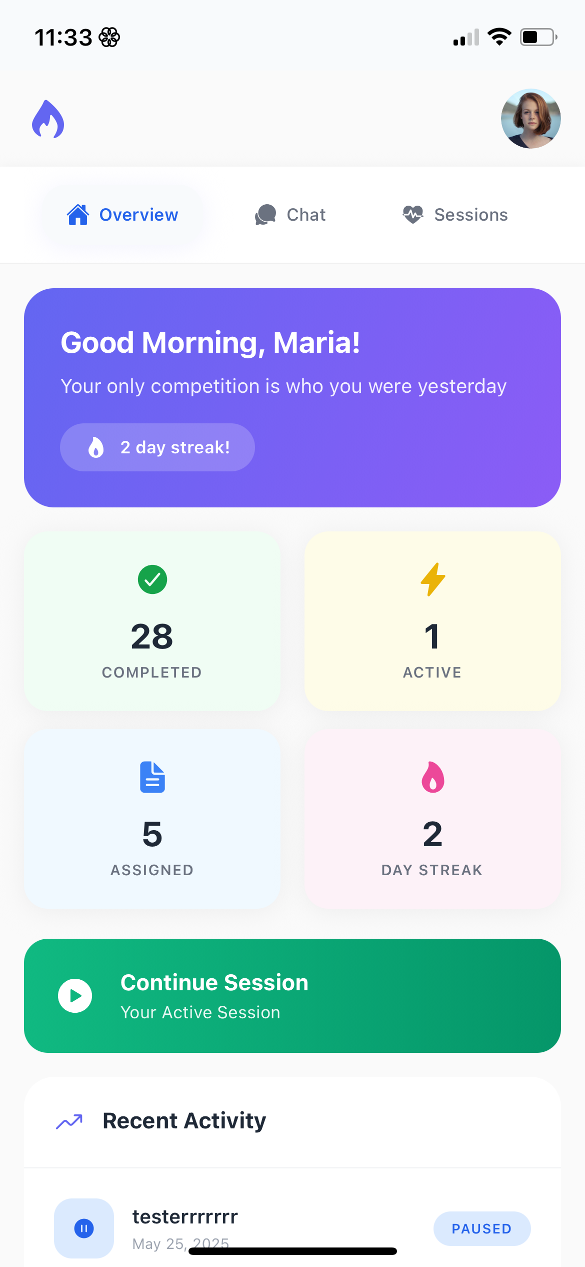 Burnbe Mobile App - Client Dashboard Overview