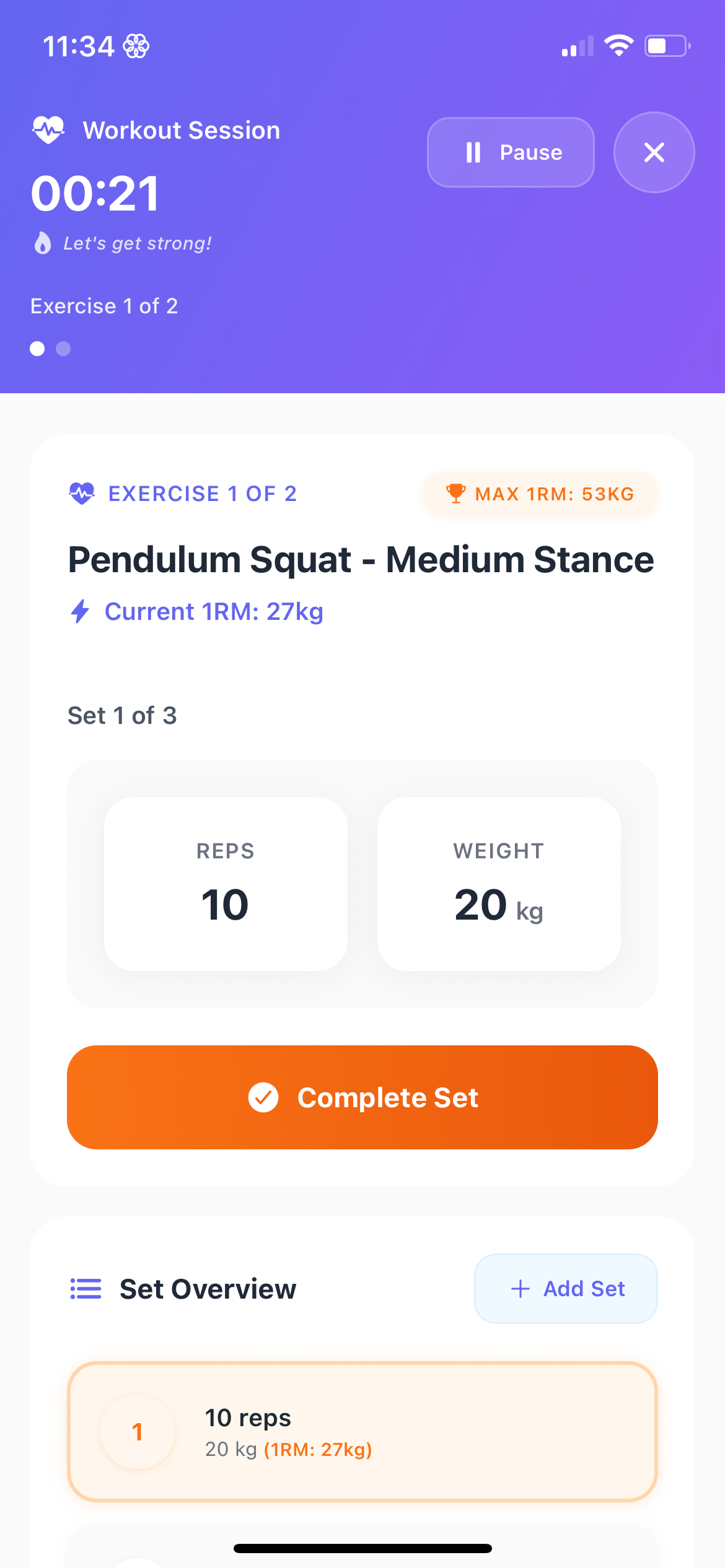 Burnbe Mobile App - Active Workout Session
