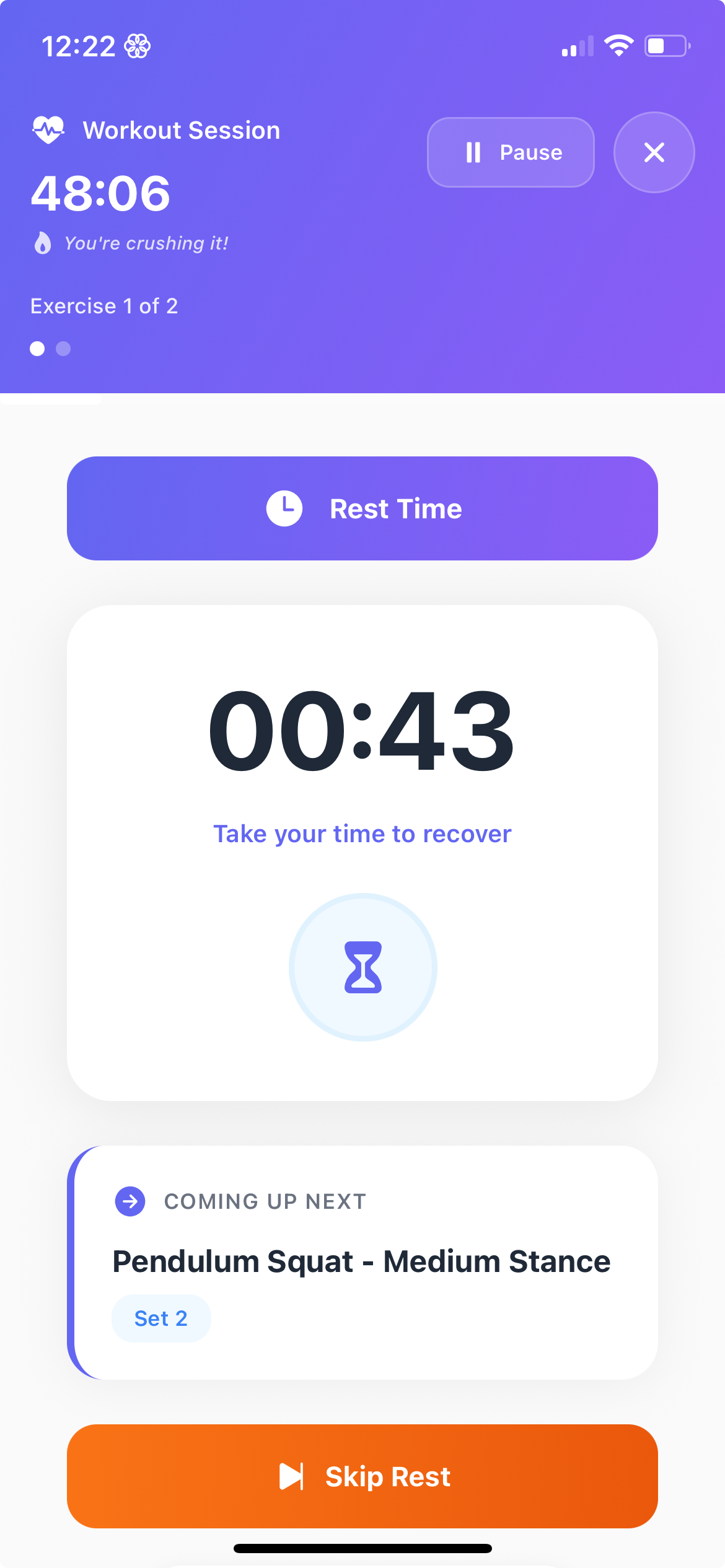 Burnbe Mobile App - Rest Timer